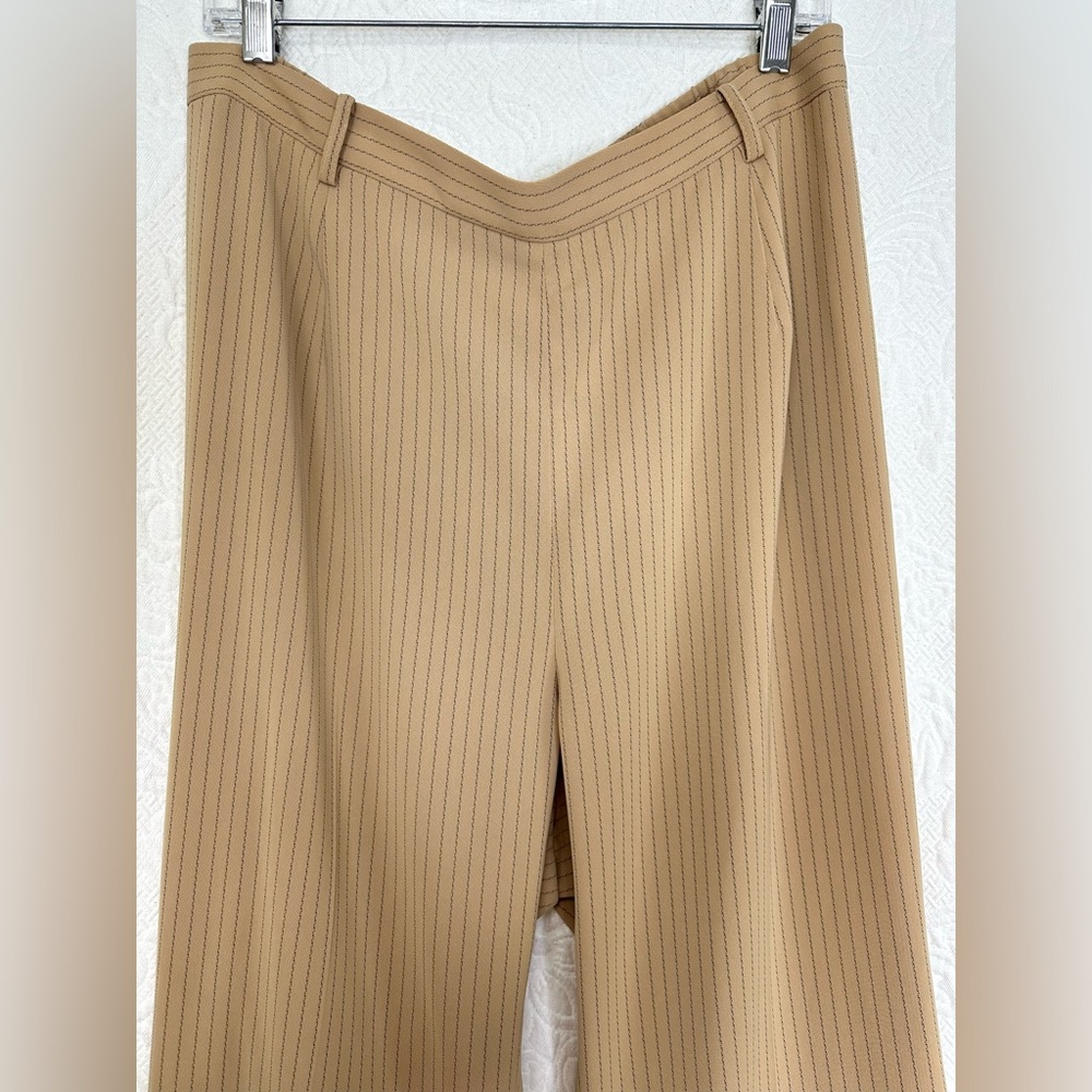 Doncaster 18W Collection NWT Pinstripe Camel/Gray Side Zip Pants